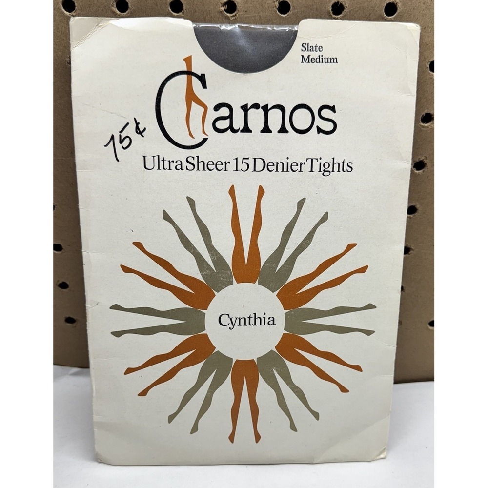 Vintage Carnos Cynthia Ultra Sheer 15 Denier Tights Slate‎ Medium New